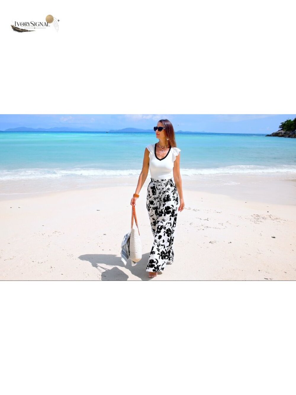 Women's Flowy Wide Leg Palazzo Pants with Drawstring Waist and Side Pockets - Picture 5 of 6
